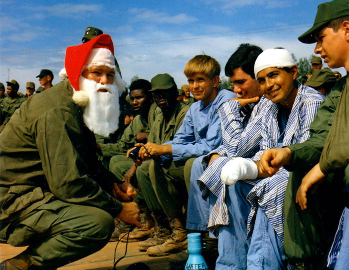 Christmas tree in an infantry hooch, Dau Tieng, 1969